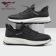Siete lobos zapatos para hombres de hombres, zapatos casuales transpirables y a prueba de olores, zapatos para caminar para hombres, nuevos zapatos deportivos de cordón, suaves zapatos de suela negros 9922 42