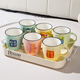 Fantasy housewarming new home living room family cup cup holder household drinking water family ceramic cup water cup set high blessing style 6 cups (6 patterns) handle drain tray