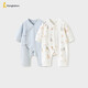 Tongtai (TONGTAI) baby jumpsuit spring and autumn pure cotton newborn clothes baby butterfly romper suit monk suit blue 59cm