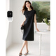 Ehangy International Brand International Women's Light's Luxury High Grain Vestence Summer NUEVO Hebilla sin mangas Color sólido cómodo Slumming Skirt Negro [Caja de regalo de alta gama] M