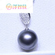 Zezhijia (zezhijia) black pearl pendant necklace gold inlaid fashionable lady style clavicle chain 13.5mm 3.5mm