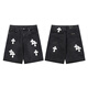 chrome heart summer new loose five-point jeans internet celebrity light luxury ins men and women 9921-black 28