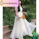 HTKD ESCAPED PRINCESS Vestido 2024 Nuevo diseño de vestido de novia de primavera de manga corta Sentí que la cintura abrazan el primer amor Gentle White Moonlight Off-White Vestido único M 100-110Jin [Jin iguala 0.5 kg]