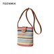 TeenMix (TeenMix) Frauenbeutel gewebtes Handy -Tasche Regenbogen Crossbody Tasche mit vielseitigem Eimer -Tasche zum Geburtstag Geschenk für Freundin Regenbogen hellbraun
