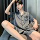 Opeodly Herren Pyjamas Sommer 2025 Neue Eisseide kurzärmelige Hose Sommer Emulation Seiden Dünne Jungen Home Kleidung Set 854# ICE Seidenmänner l Größe 90-120jin [Jin gleich 0,5 kg]