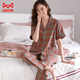 Catman (MiiOW) pajamas for women 2025 new summer short-sleeved trousers pure cotton summer large size women middle-aged mother home clothing set 9922 [pure cotton] [upgraded version] M [recommended 80-95 Jin [Jin equals 0.5 kg]]