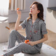 Yalu pure cotton pajamas women's summer short-sleeved trousers cardigan large size middle-aged and young suit mother home clothes y9922 short-sleeved trousers pure cotton M (80-100Jin [Jin equals 0.5 kg])