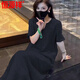 Hengyuanxiang new Chinese style embroidered ramie dress for women 2025 summer new style loose casual linen long skirt light purple L recommended 115-130Jin [Jin equals 0.5 kg]
