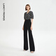 Langzi Qiji Red Retro Slim High Waisted Black Casual Pants Flared Pants Horseshoe Pants 24 Summer New Long Pants Black M