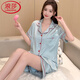 浪莎（LangSha）轻奢感睡衣女夏季冰感短袖短裤性感真丝绸超火凉感家居服新款 浅灰色 3899 M （体重80-斤）