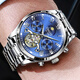 European and American watches men's mechanical watch Swiss certified fully automatic hollow flywheel men's watch waterproof luminous multi-function watch natural blue face - famous craftsman