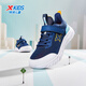 XTEP (XTEP) children's shoes for boys' mid-large children's net leather non-slip Velcro running shoes Night Blue/Qingshan Blue 37
