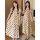 Yezhi maternity dress 2025 new polka dot dress loose belly-covering large size long skirt puff sleeve summer thin maternity skirt Polka dot maternity skirt [bee] XL size