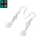 Gongzhan platinum gourd earrings, long style, small face, pt950 platinum earrings for women, simple and elegant, versatile earrings, ear hooks, a pair of Fulu gourd platinum earrings, about 3.6-3.8 grams