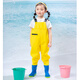 Jingmengyuan children's water play one-piece waders kindergarten waterproof clothes for catching the sea, rain boots for boys and girls, catching fish, rain pants for the beach, children's yellow overalls, special price, with pockets, 130mm, size 29 (shoe length 18j)