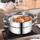 Visible in low light, double-layered stainless steel soup pot with handle, 28cm stew steamer, thickened gas stove, induction cooker, stainless steel steamer, double-layered, double-eared, thick 28cm