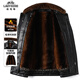 Classic car removable middle-aged and elderly velvet thickened leather jacket men's dad winter clothing warm men's leather jacket tops men's clothing