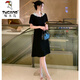 Specht (Tucano) 2025 Sommer französischer Mode High-End-Kleid mit leicht fettem Bauch und Taille Slimming A-Line Rock 687 Black S 80-95jin [Jin ist 0,5 kg]