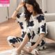 Pyjamas de coton pur modal pour les femmes en été pantalon recadré à manches courtes pour les femmes minces de grandes tailles vêtements d'été 9854 m recommandés 80-100 Jin [Jin est égal à 0,5 kg] usure