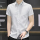HUALIN FASHION夏季条纹短袖衬衫韩版休闲百搭帅气半袖衬衣内搭寸衫 ST838黄色 M 90-105斤穿