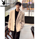 Playboy shoulder pad blazer men's handsome British yuppie men's dk suit jacket cleanfit white off-white upgraded model L (suitable) 115-130Jin Jin equals 0.5 kg