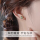 Lao Fengxiang Premium Hetian Jade Earrings for Women Sugar Cube Sterling Silver Earrings Practical Birthday Gifts for Girlfriends and Wife Jingdong Bakura Shipments *Same/Next Day Delivery - Light Luxury High-Grade Hetian Jade Earrings