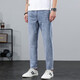 Jiumu Wang Bingsi Jeans 2025 Мужские стройные и эверграндные брюки весна и летние укороченные брюки Эластичная прямая ледяная проволока 9901 Синий серый девять пунктов 33 [Окружность ожидания 2 фута 6]