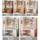 Huixun solid wood desk with bookshelf integrated table perforated board student children study table bedroom home office computer table walnut color desk + bookshelf 100cm*60cm*75cm total height 190cm