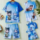 2025 New Nezha Demon Boy Naohai Cartoon Children's Swimsuit Boys Split Quick-Drying Sunscreen Swimsuit Set Trendy 8996 Blue Three-piece Set Pair 100