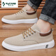 Woodpecker 2025 summer new breathable men's canvas shoes casual men's shoes students' shoes youth trendy shoes Hong Kong style cloth shoes khaki JL898 39