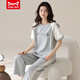 Catman Miiow Pajamas para mujeres en primavera y verano pantalones de manga corta Los estudiantes de estilo coreano puro pueden usar trajes de ropa para el hogar de algodón puro afuera en verano YZT9715 algodón corto y longitud M (80-jin [Jin equivale a 0.5 kg])