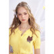 Fairy's pocket yellow hollow short-sleeved sweater for women 2025 summer outfit design Korean top Kitten yellow S