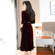 Homesee light luxury international high-end brand dress burgundy velvet feminine wedding dress for mother-in-law and mother-in-law wedding dress burgundy (comes with belt HZ) 2XL suitable for 126-135Jin Jin is equal to 0.5 kg