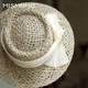 MISMEMO French holiday straw hat for women 2025 new spring and summer hollow saltwater straw travel flat brim sun hat, straw brown color