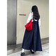 Zhidou Duo Luxi Korean retro U-neck vest denim dress for women 2025 spring new design versatile long skirt 9710 denim M