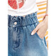 Feenpocket Blue High Taille Jeans Shorts für Frauen 2025 Sommer neuer kleiner loser lässiger Hose Meersalz Blau M.