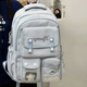 Double star schoolbag for female junior high school students and high school students large capacity backpack college style cute casual versatile computer backpack for men off-white with long leg biscuit pendant