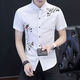 La marca de la casa de Hailan Home New White White Shirt para hombres de negocios para hombres Tendencia de impresión coreana 829 Blue de manga larga [Microelástica Anti-Wrinking] M Recomendaciones de referencia 85Jin [Jin equivale a 0.5 kg] a 105Jin [Jin equivale a 0.5 kg]