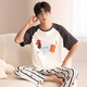 Langsha Pajamas Men Summer Algodón puro Pantalones de manga corta Traje de cuello redondo casual Floja de verano Summer Ropa de verano 833 Hombres l