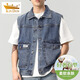 Goldene Schild Männer Denim Jacke Herbst Weste ärmellose Blue Jacket Männer losen vielseitige Weste Frühling und Herbst 9216 Schwarz M
