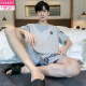 莫代尔纯棉男士睡衣男夏季薄款短袖短裤宽松大码可外穿夏天 9928# L 【建议100-120斤】
