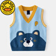 G.DUCKKIDS Children's Baby Knitted Vest Spring and Autumn 2024 New Little Boy Sweater Cotton Wire Pullover Trendy Wool Vest Boy 2809-Gray 100 (Suggested height 85)