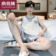 俞兆林（YUZHAOLIN）品牌男夏季无袖背心棉质薄款青中年男士短袖加大码简约家居服套装 9922 L 男士(建议100-130斤)