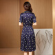 Ehangy International Light Light Light Luxury Dress Женское лето 2025 г. Новая шелковая шелковая шелковая цветочная мода удобная юбка для талии синяя [высококачественная подарочная коробка] l