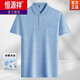 恒源祥中年男士翻领短袖t恤爸爸装夏季薄款polo.衫中老年冰丝半袖男老人 冰丝-9923 蓝色 真口袋 M 48/165