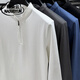 Naduoyun Half-Zip Sweatshirt Men's 2025 Autumn Cotton Comfortable Henry Collar Sweatshirt Casual Solid Color Stand Collar Bottoming Top Dark Gray XL /52