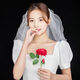 
Shantou Lincun veil and get a pearl bride Korean style pearl wedding dress wedding short face covering small veil white wedding shot Title page pearl veil