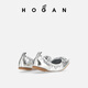 HOGAN【TC】女鞋H684系列牛仔布褶皱芭蕾舞鞋 银色 37