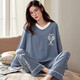 Pyjamas für Frauen im Frühjahr und Herbst Pure Cotton Korean Version Cartoon Langarmes großer zweiteiliger Anzug Sommerherbst- und Winter-Heimkleidung können außerhalb von GXT9928 m getragen werden (empfohlen 75-95jin [Jin gleich 0,5 kg]))
