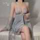 La lingerie sexy de Victoria pure et chaude rassemblement plus lambe de nuit de grande taille avec des vêtements de maison pour femmes SETT-Mother's Jirt P3886 Bleu ciel (robe externe + ceinture)